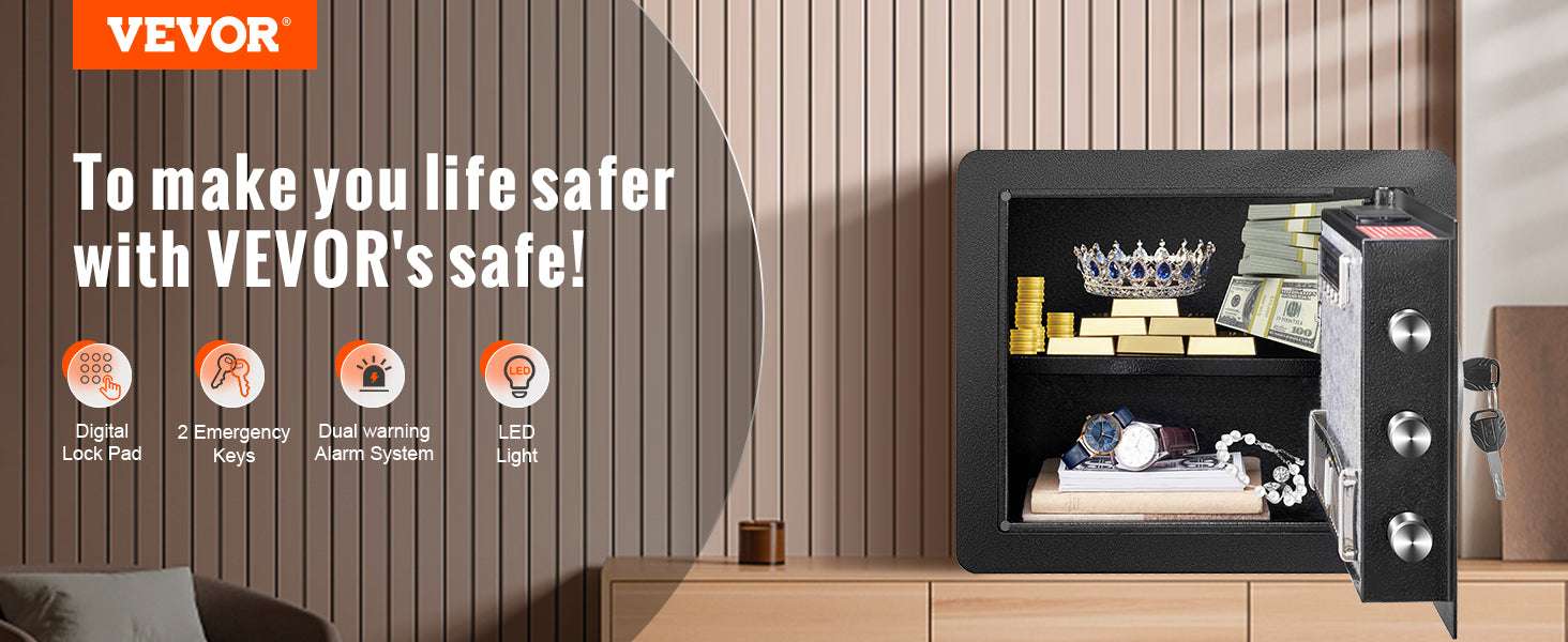 1.2 Cubic Feet Digital Safe Box with Key & Alarm Security - Image 8