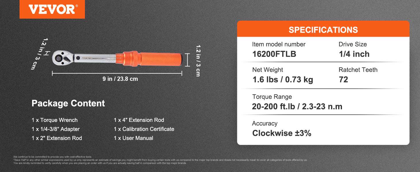 Mechanical Torque Wrench Set 1/4 3/8 1/2 Drive Precision ±3% - Image 14