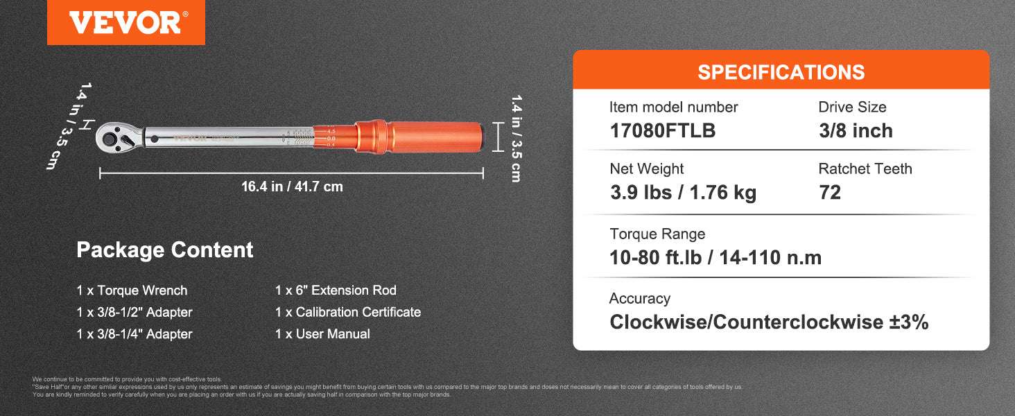 Mechanical Torque Wrench Set 1/4 3/8 1/2 Drive Precision ±3% - Image 15