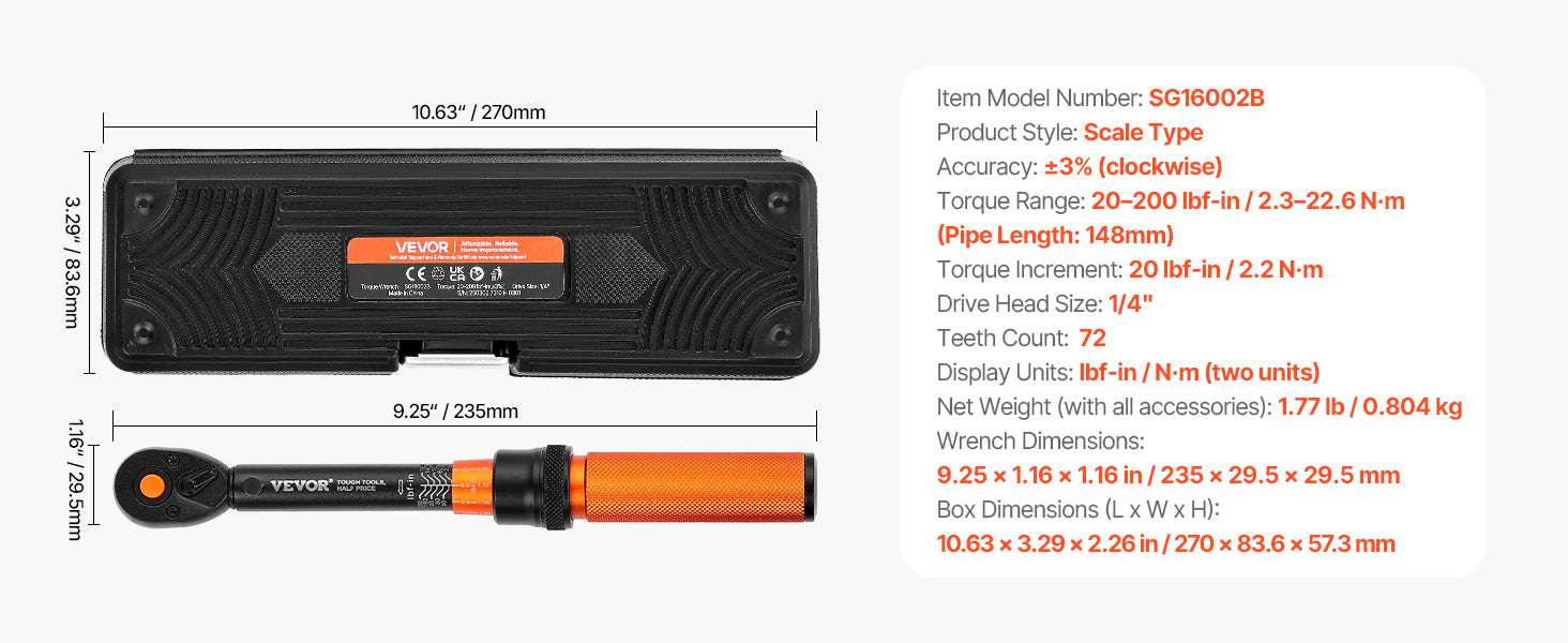 Mechanical Torque Wrench Set 1/4 3/8 1/2 Drive Precision ±3% - Image 22