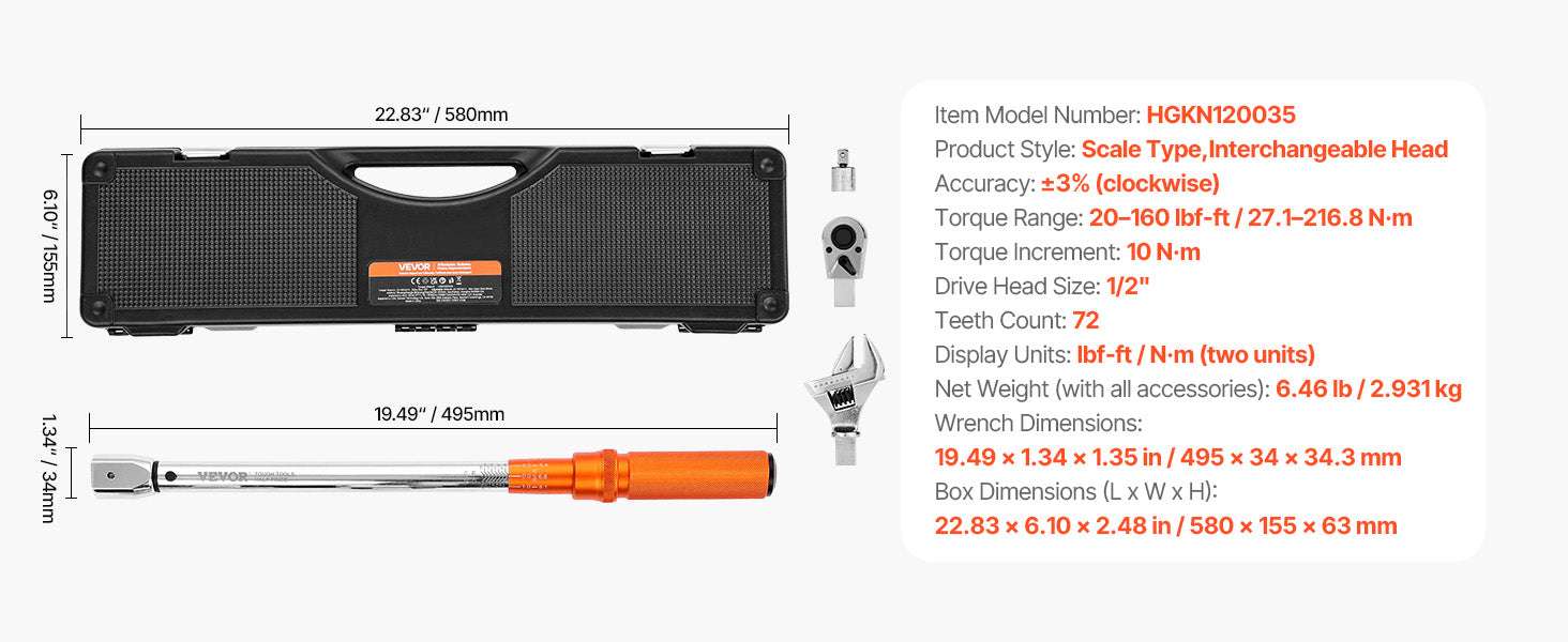 Mechanical Torque Wrench Set 1/4 3/8 1/2 Drive Precision ±3% - Image 24