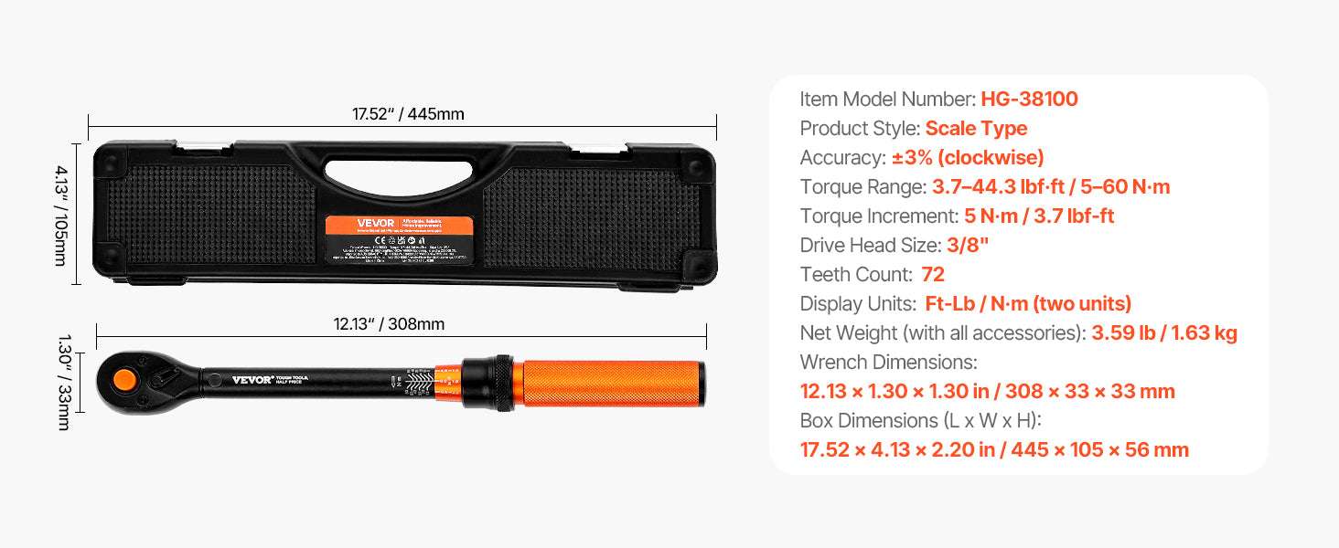 Mechanical Torque Wrench Set 1/4 3/8 1/2 Drive Precision ±3% - Image 26