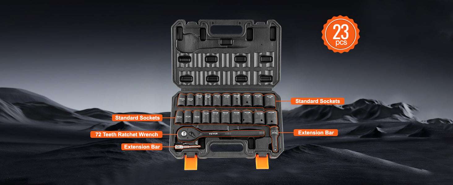 Impact Socket Set SAE & Metric Deep Sockets 23–65 Pieces - Image 9