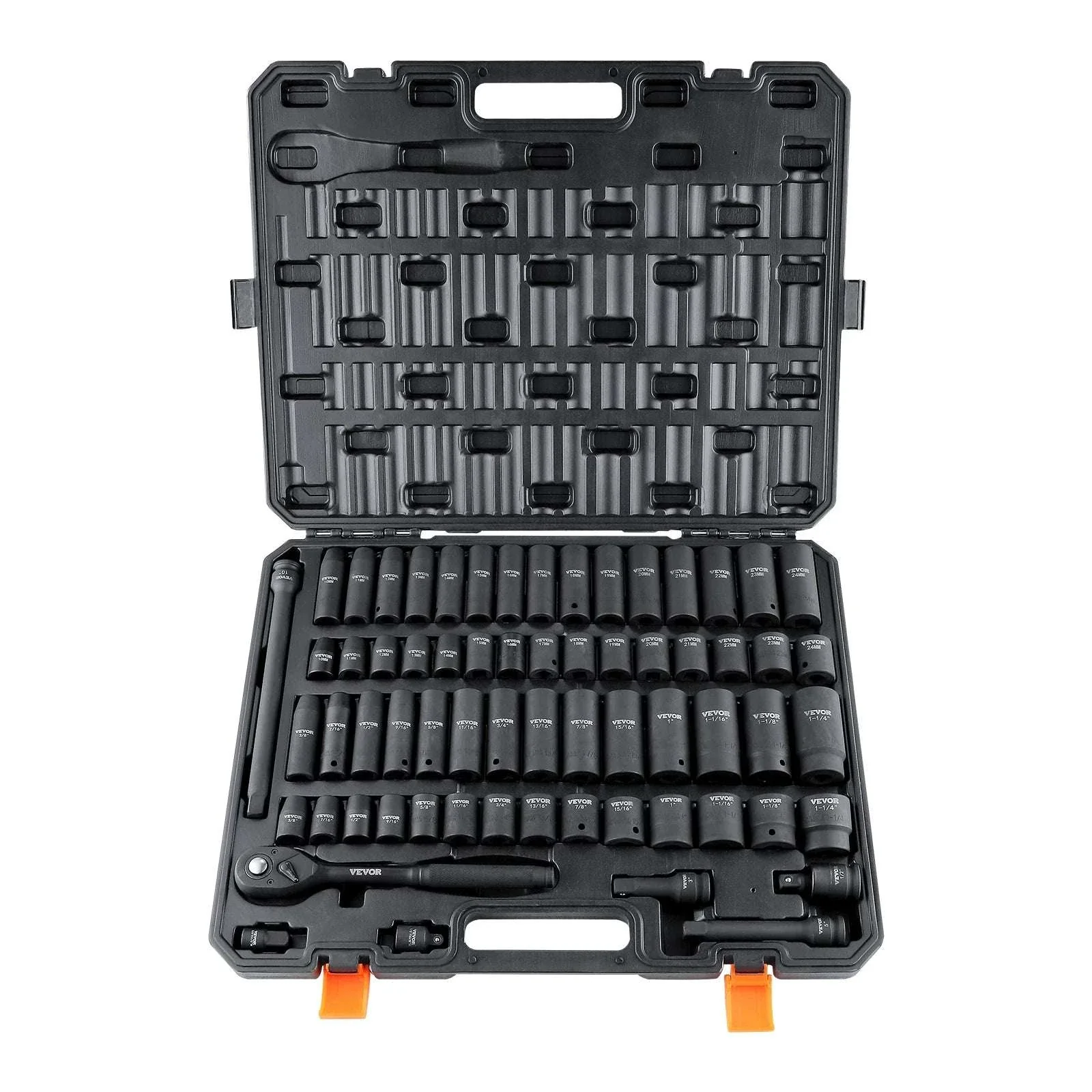 1/2" Drive 65-Piece Impact Socket Set Cr-V Steel Auto Repair Kit