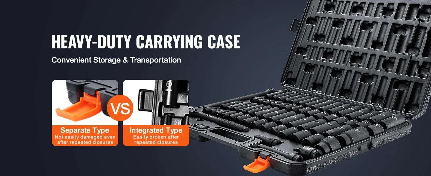 1/2" Drive 65-Piece Impact Socket Set Cr-V Steel Auto Repair Kit - Image 10