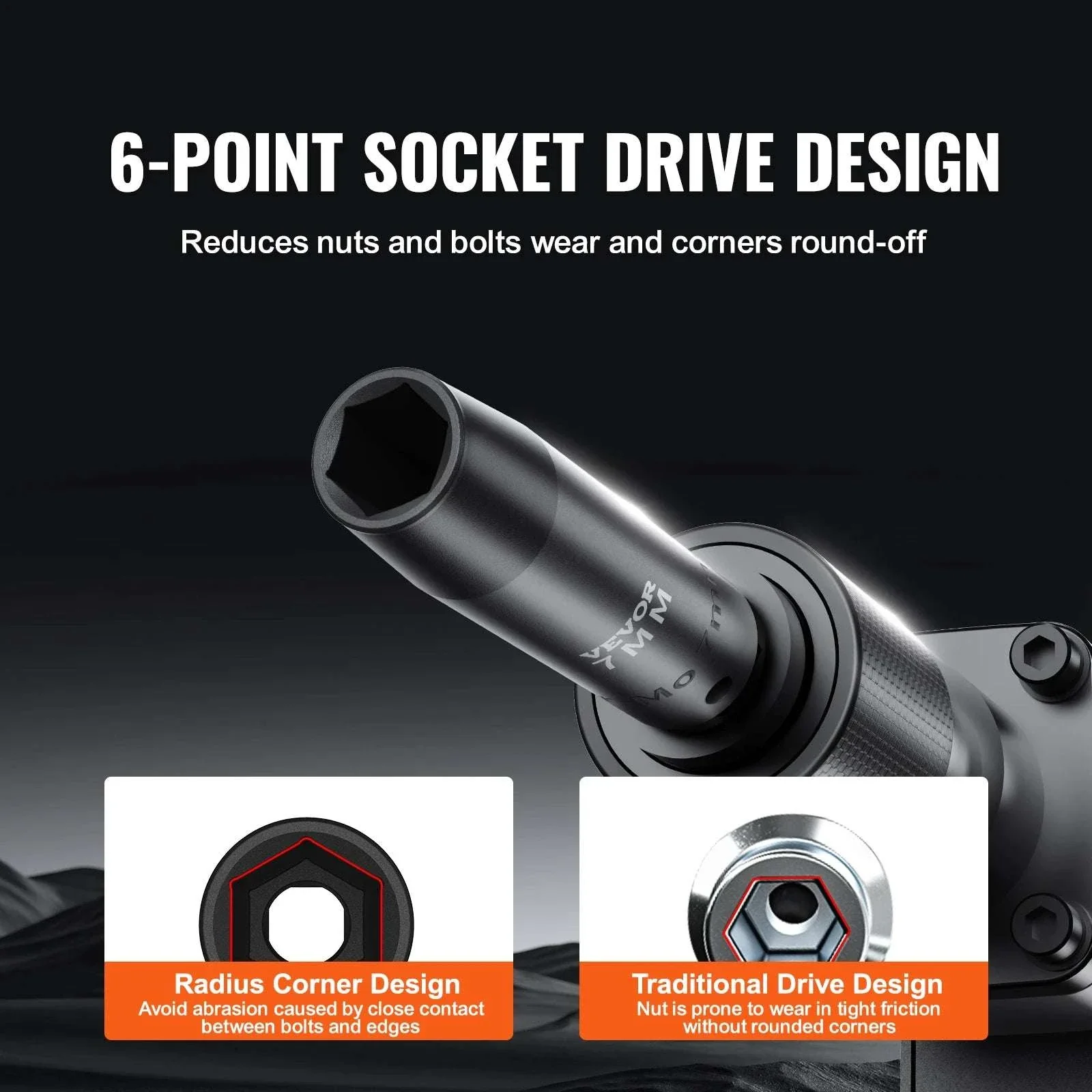 1/2" Drive 65-Piece Impact Socket Set Cr-V Steel Auto Repair Kit - Image 4