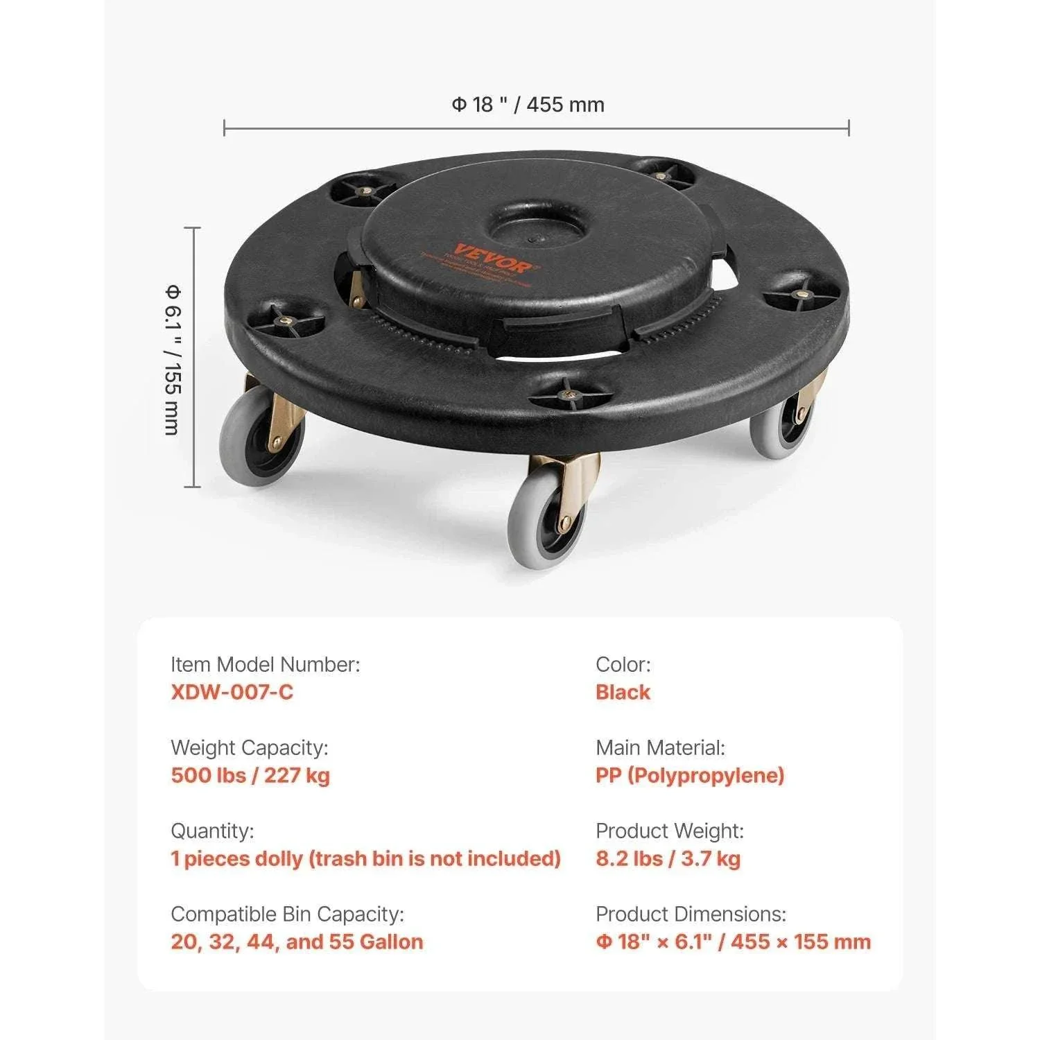 Heavy-Duty Trash Can Dolly with Locking Wheels for 20–55 Gallon Bins - Image 16