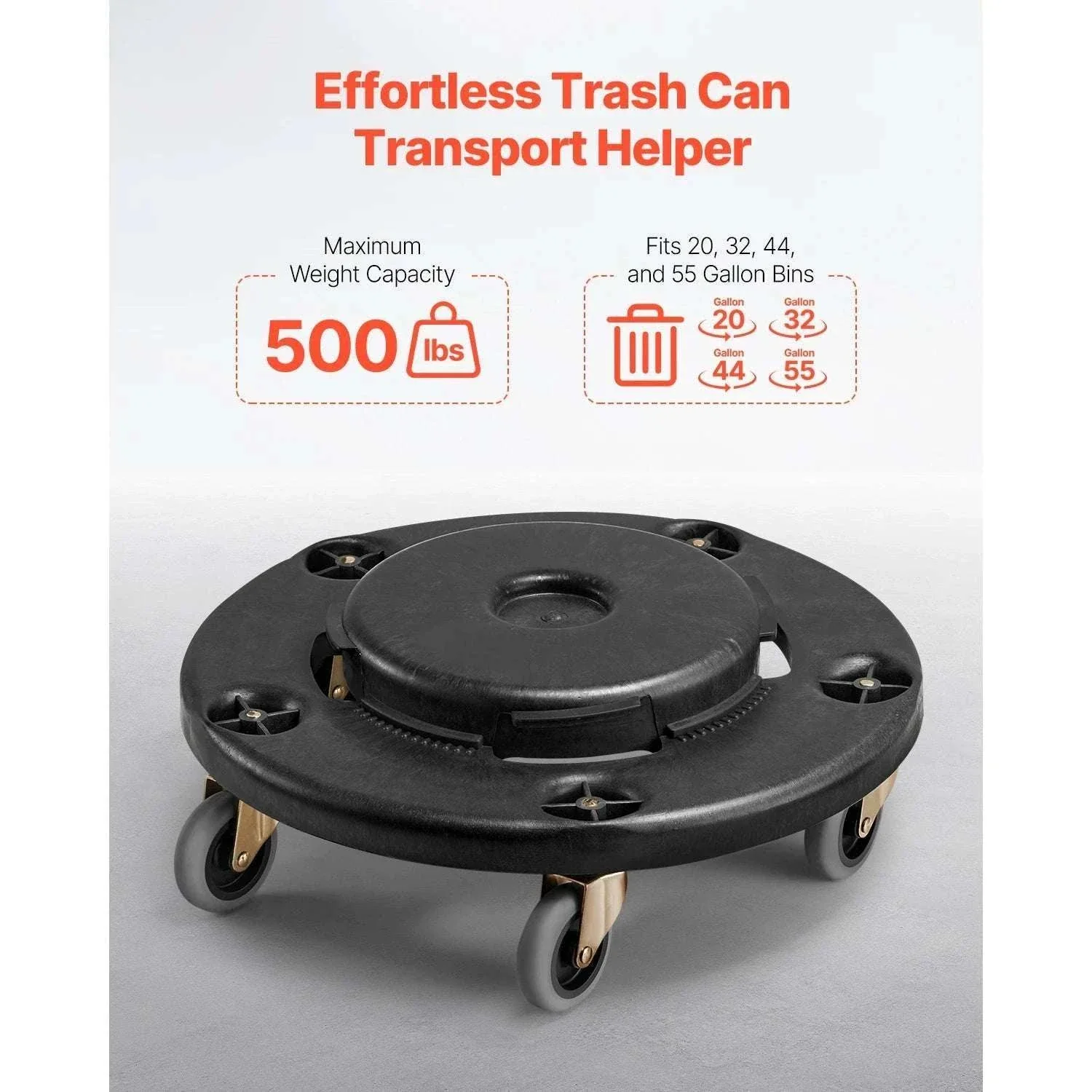 Heavy-Duty Trash Can Dolly with Locking Wheels for 20–55 Gallon Bins - Image 2