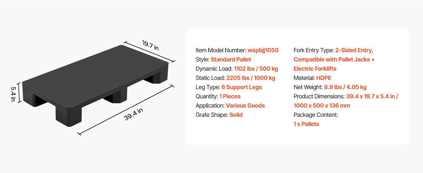 Heavy Duty Plastic Pallet 2205 lbs Waterproof Storage Base - Image 13