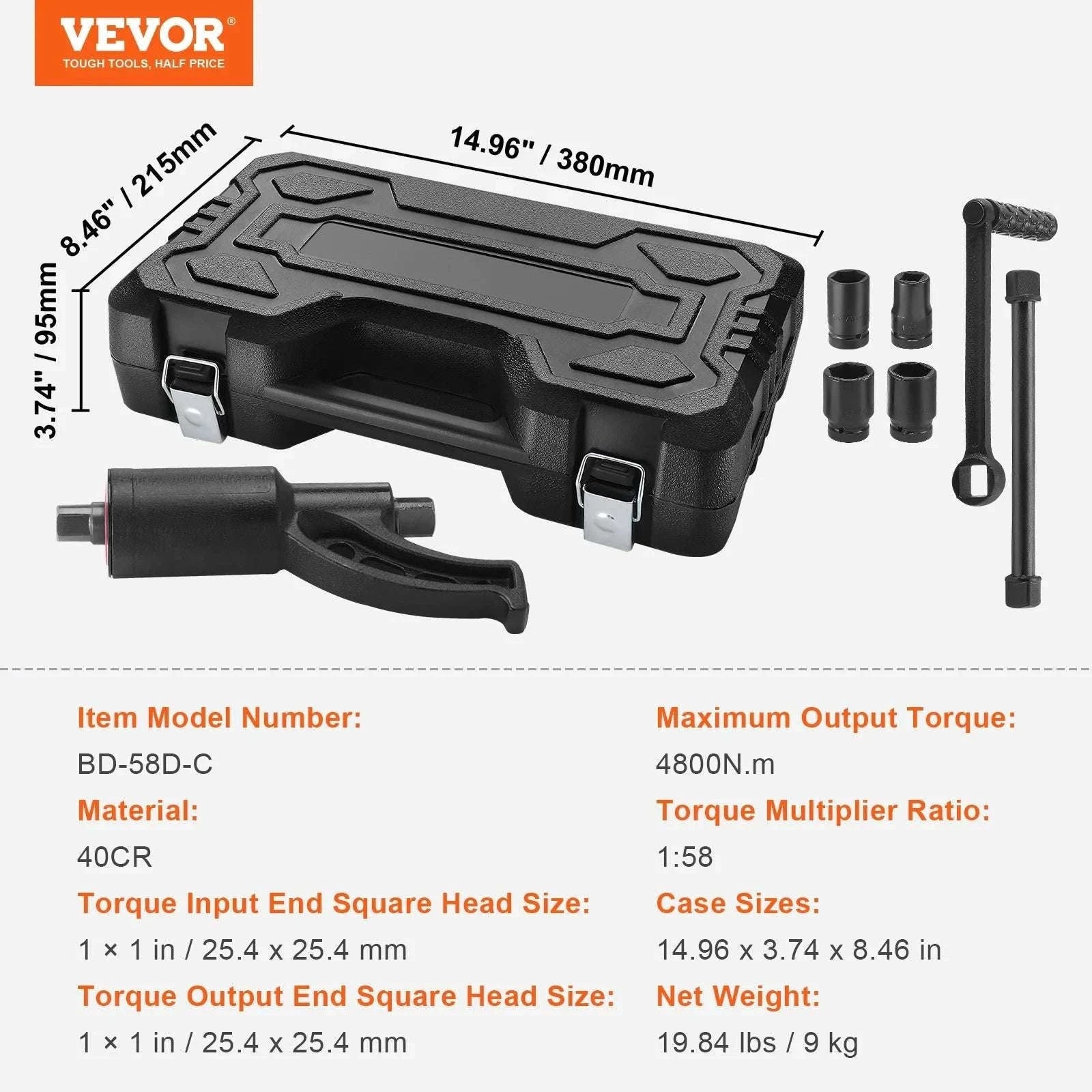 Heavy Duty Torque Multiplier Wrench Set with Sockets & Case - Image 19