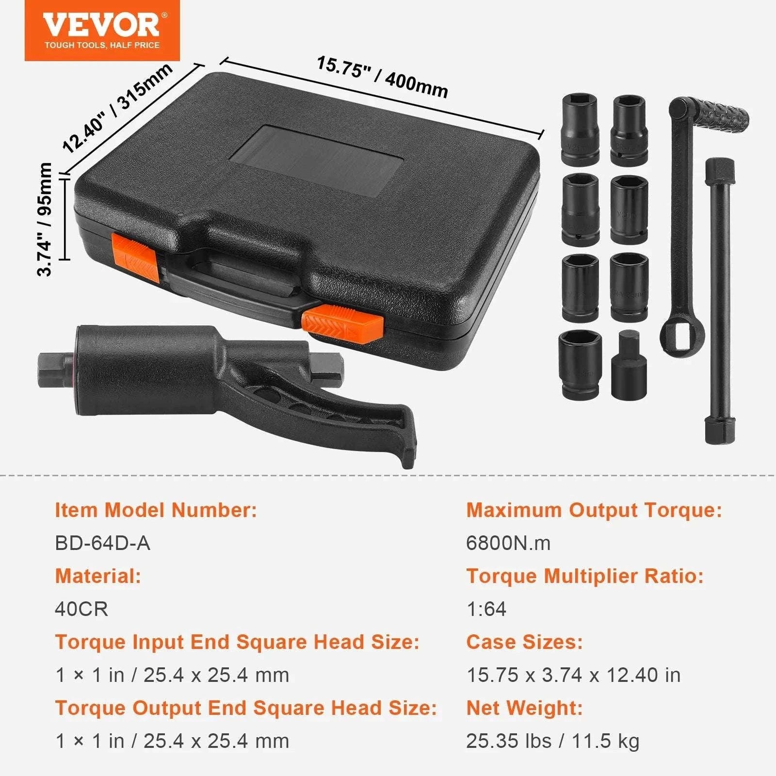 Heavy Duty Torque Multiplier Wrench Set with Sockets & Case - Image 20