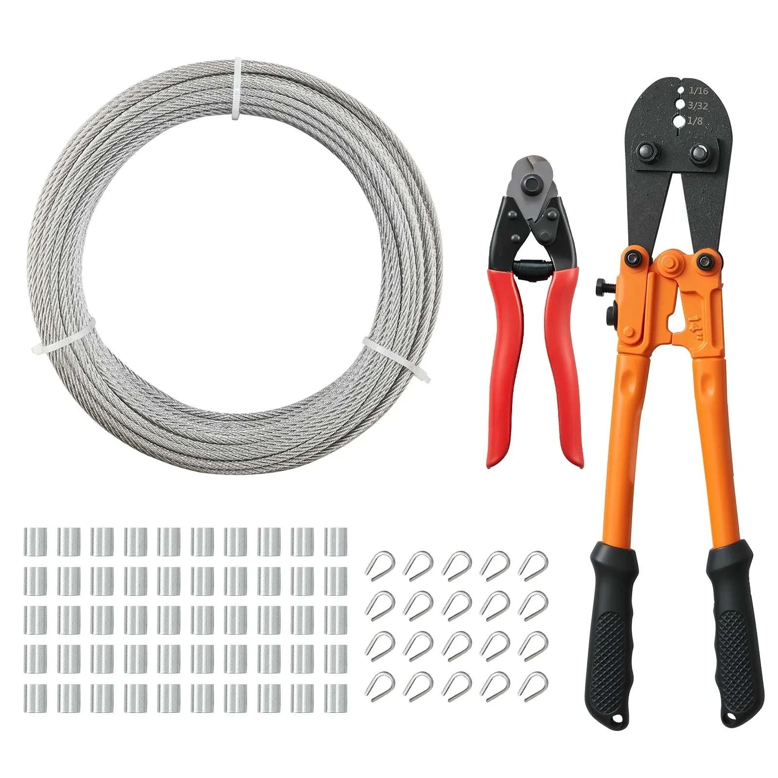 1/8" Stainless Steel Wire Rope Kit 100ft with Cutter 1600lbs