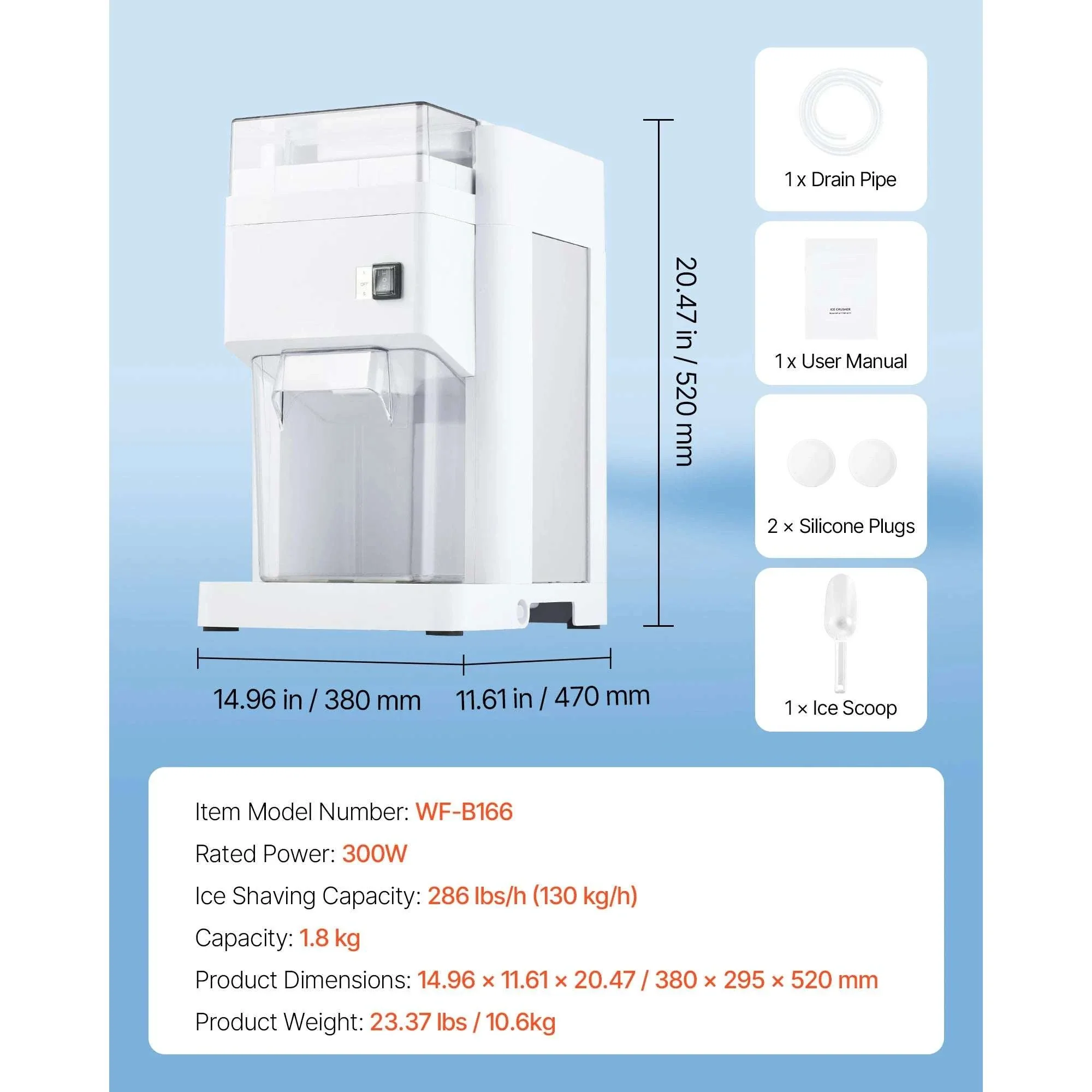 1.8L Electric Ice Shaver Machine with Stainless Steel Blades - Image 21