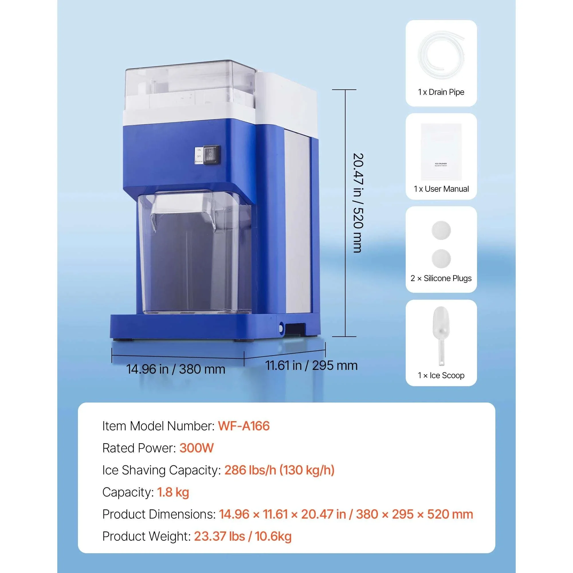 1.8L Electric Ice Shaver Machine with Stainless Steel Blades - Image 22