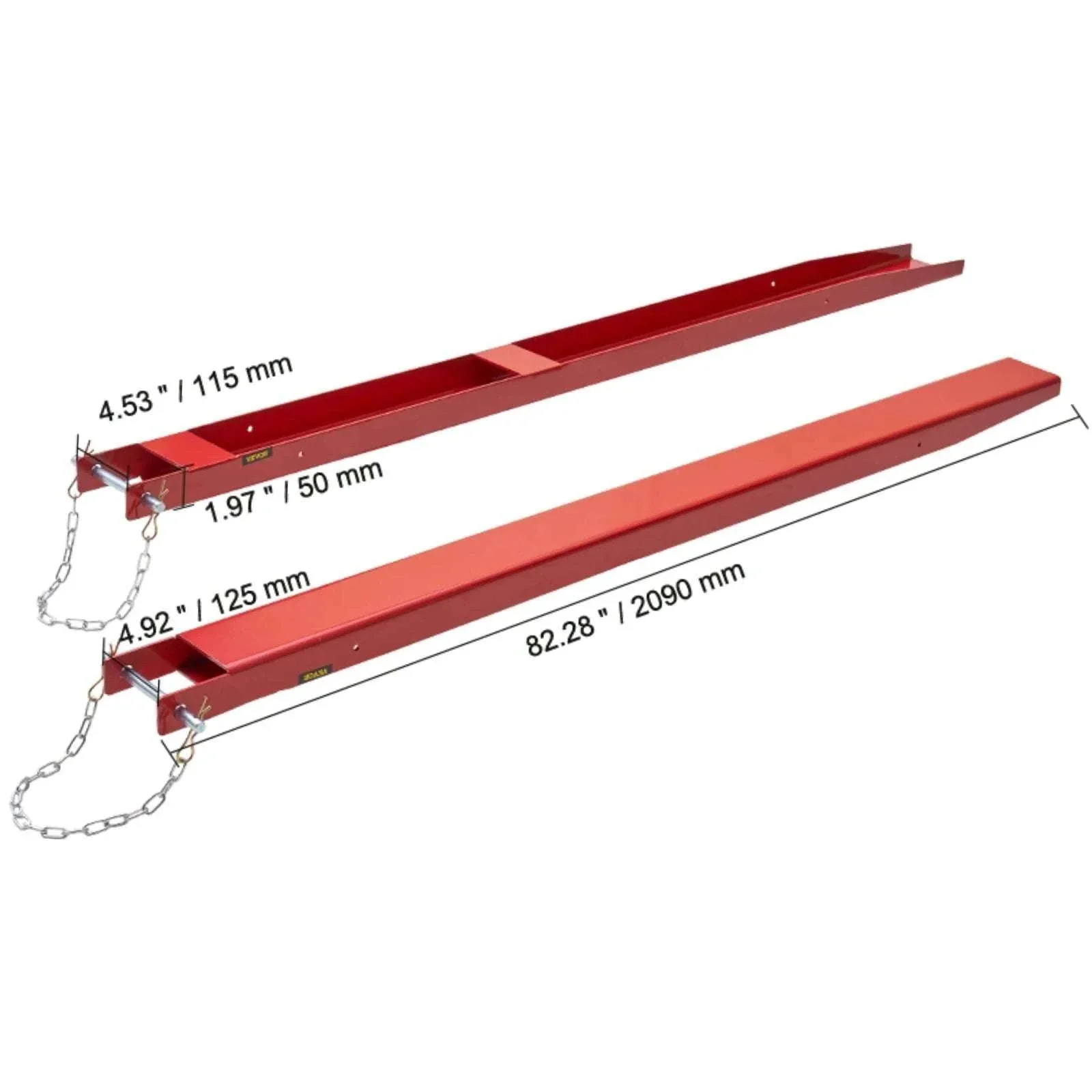 Pallet Fork Extensions 72''/82'' Steel Sleeves with Pins for Forklifts - Image 16