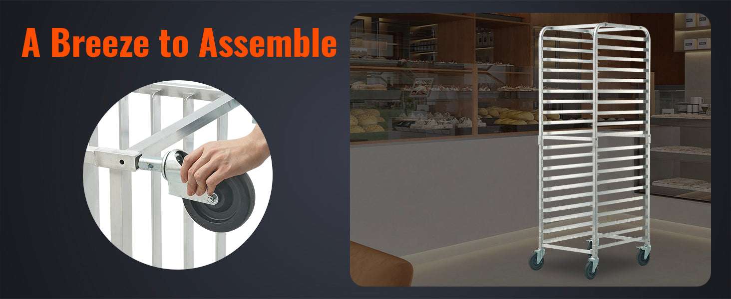 Commercial Bun Pan Rack with Brake Wheels for 10/20 Sheet Pans - Image 10