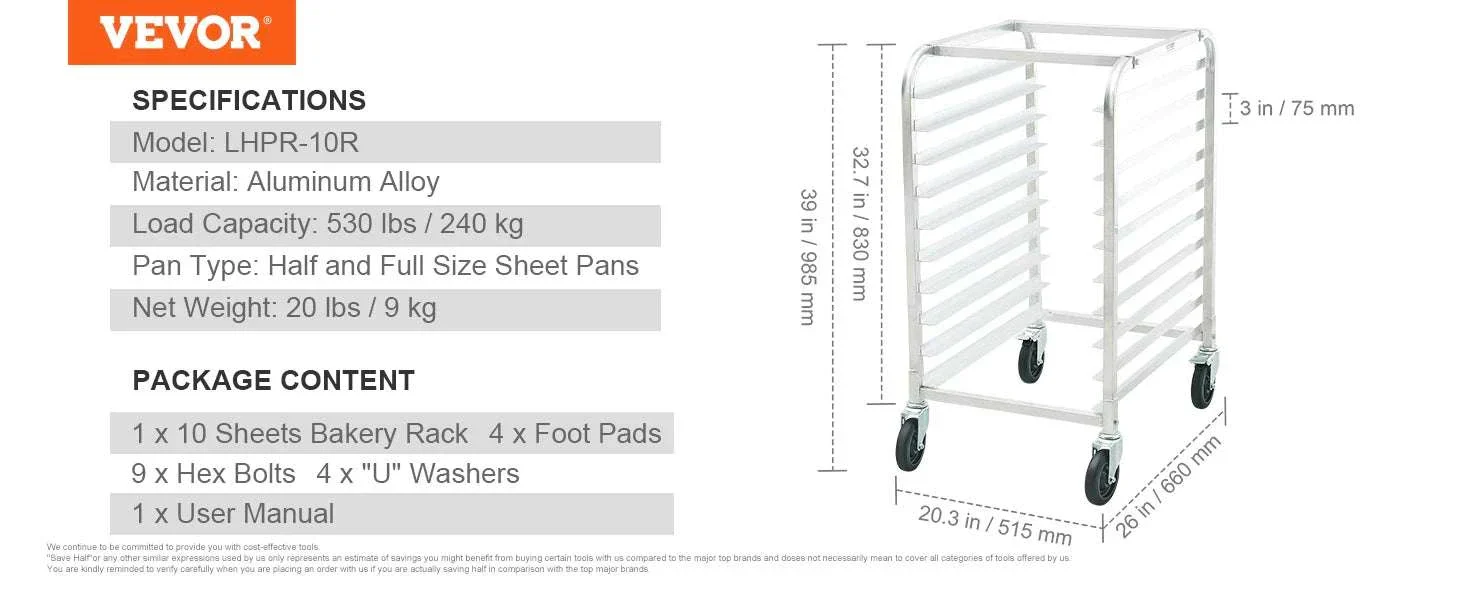 Commercial Bun Pan Rack with Brake Wheels for 10/20 Sheet Pans - Image 16