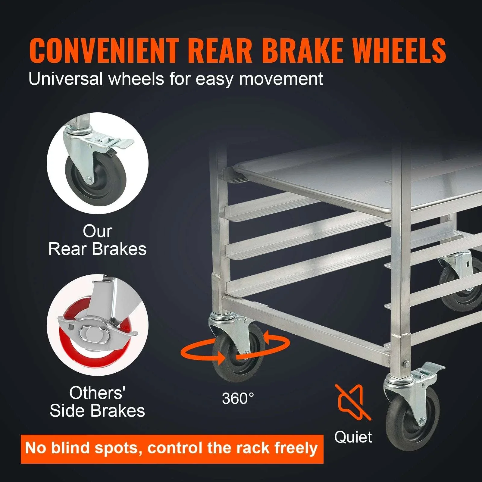 Commercial Bun Pan Rack with Brake Wheels for 10/20 Sheet Pans - Image 4