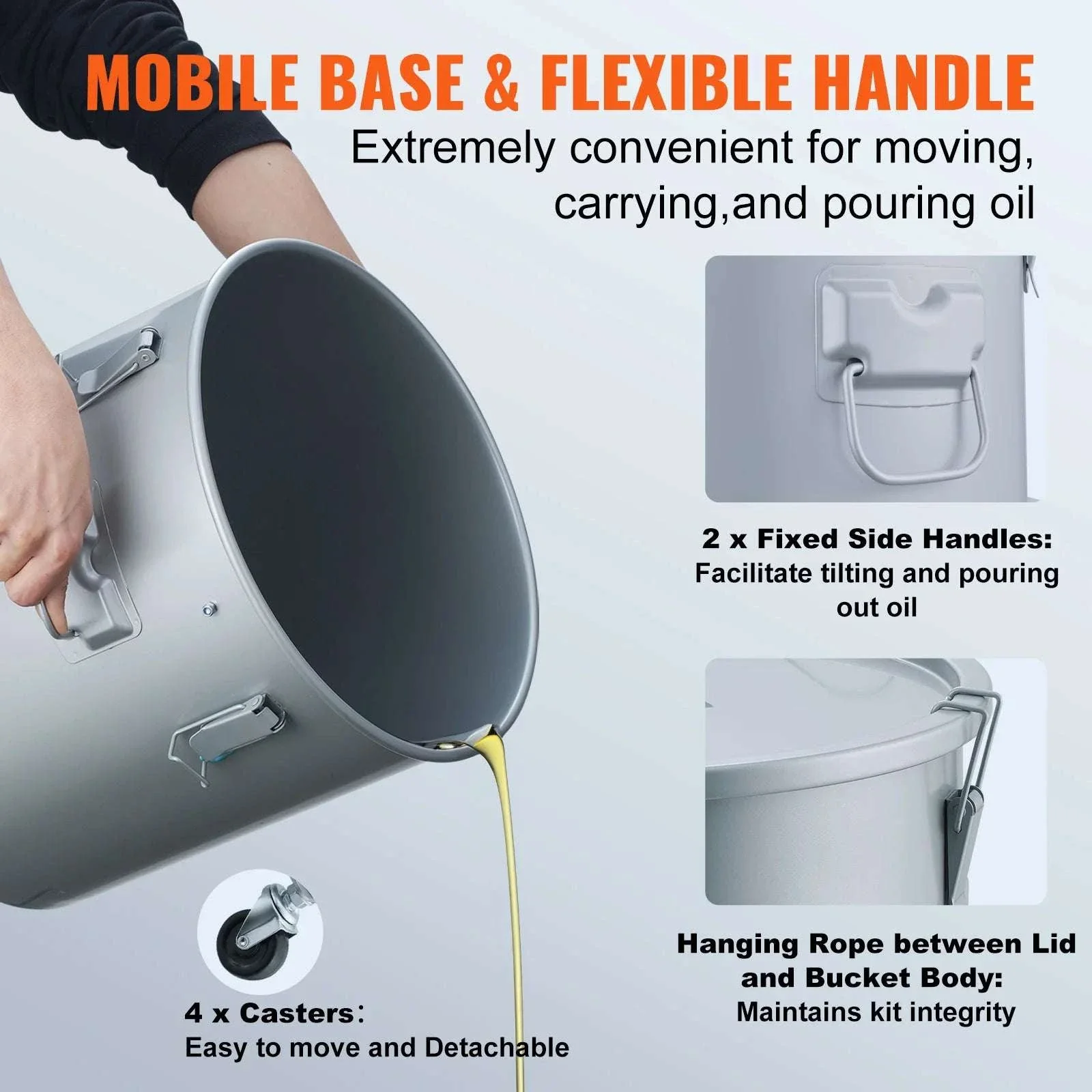 10 Gallon Fryer Grease Bucket with Wheels Oil Disposal Caddy - Image 5