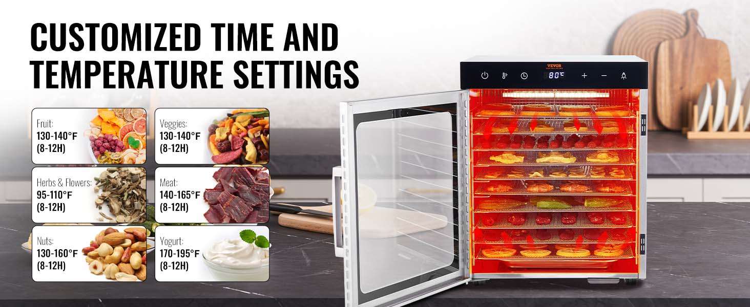 10-Tray Food Dehydrator Stainless Steel with Timer & Temperature Control - Image 10