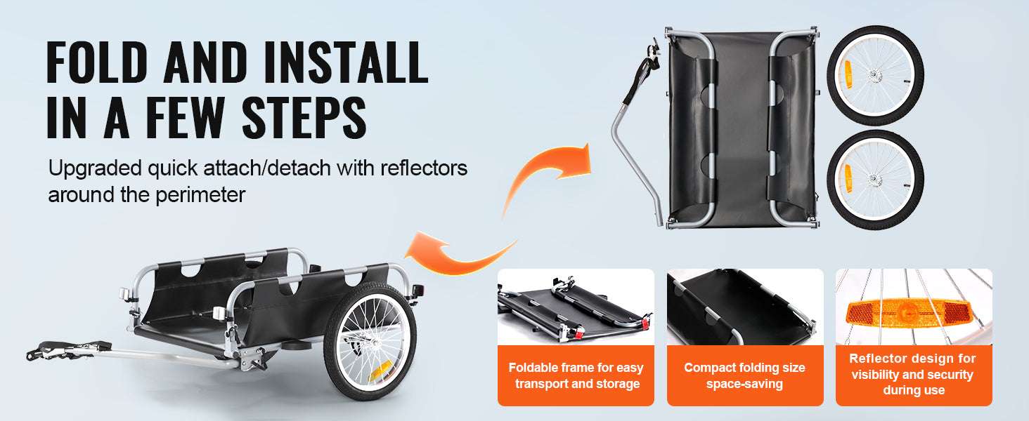 100 lb Bike Cargo Trailer Foldable Wagon with 16" Wheels - Image 11