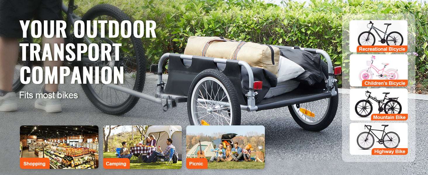 100 lb Bike Cargo Trailer Foldable Wagon with 16" Wheels - Image 12