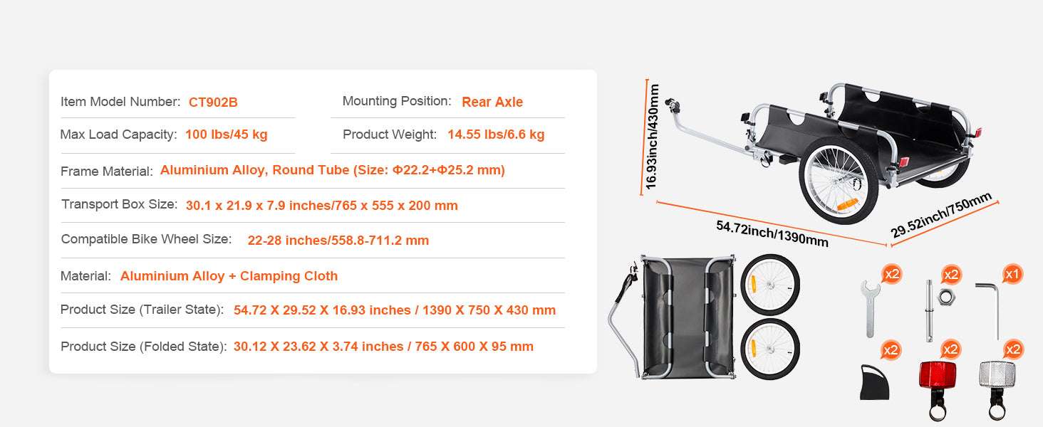 100 lb Bike Cargo Trailer Foldable Wagon with 16" Wheels - Image 13