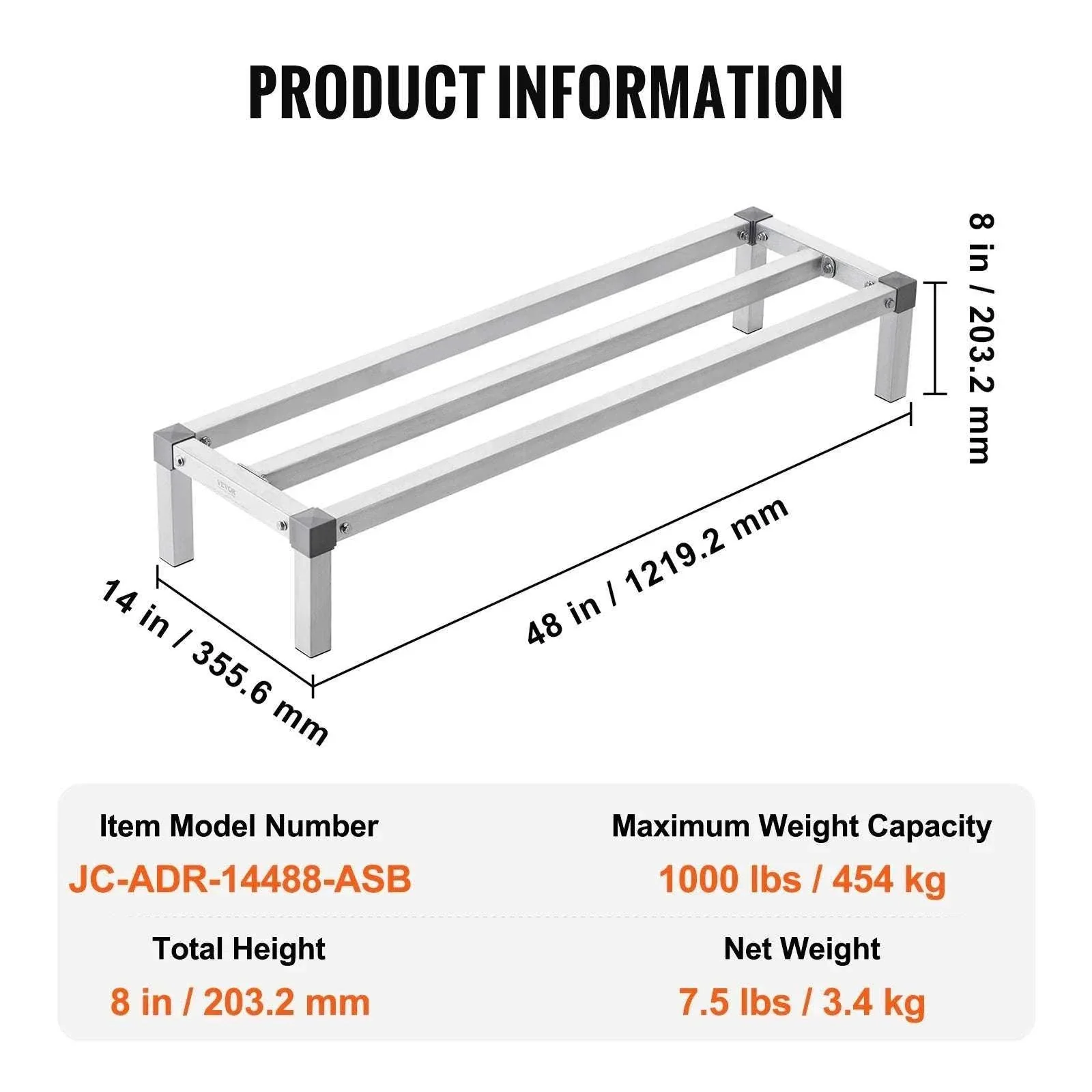 Heavy-Duty Aluminum Dunnage Rack 1000 lb Floor Storage Shelf - Image 10