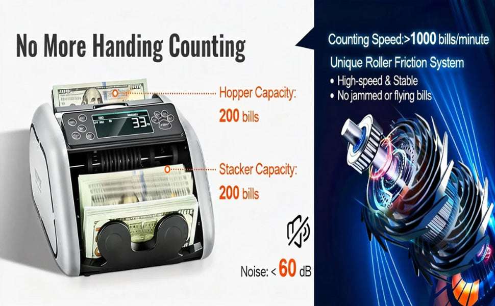 Money Counter Machine 1000 Bills/Min with UV MG Detection - Image 10