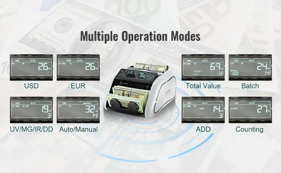 Money Counter Machine 1000 Bills/Min with UV MG Detection - Image 9