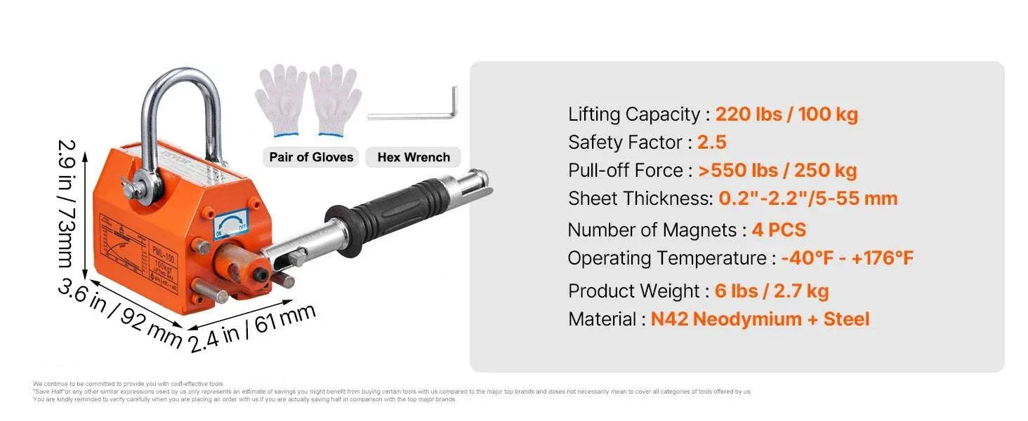 Permanent Magnetic Lifter 100–2000KG Steel Lifting Magnet Tool - Image 14