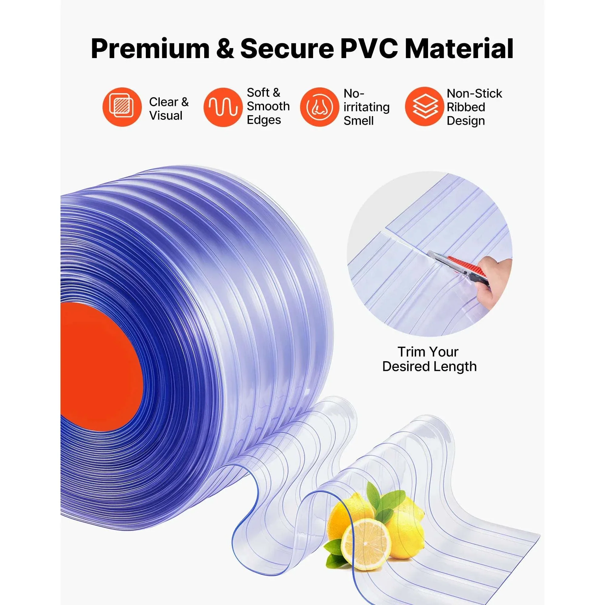 Clear PVC Strip Curtain Roll 12in Wide for Garage & Freezer Doors - Image 5