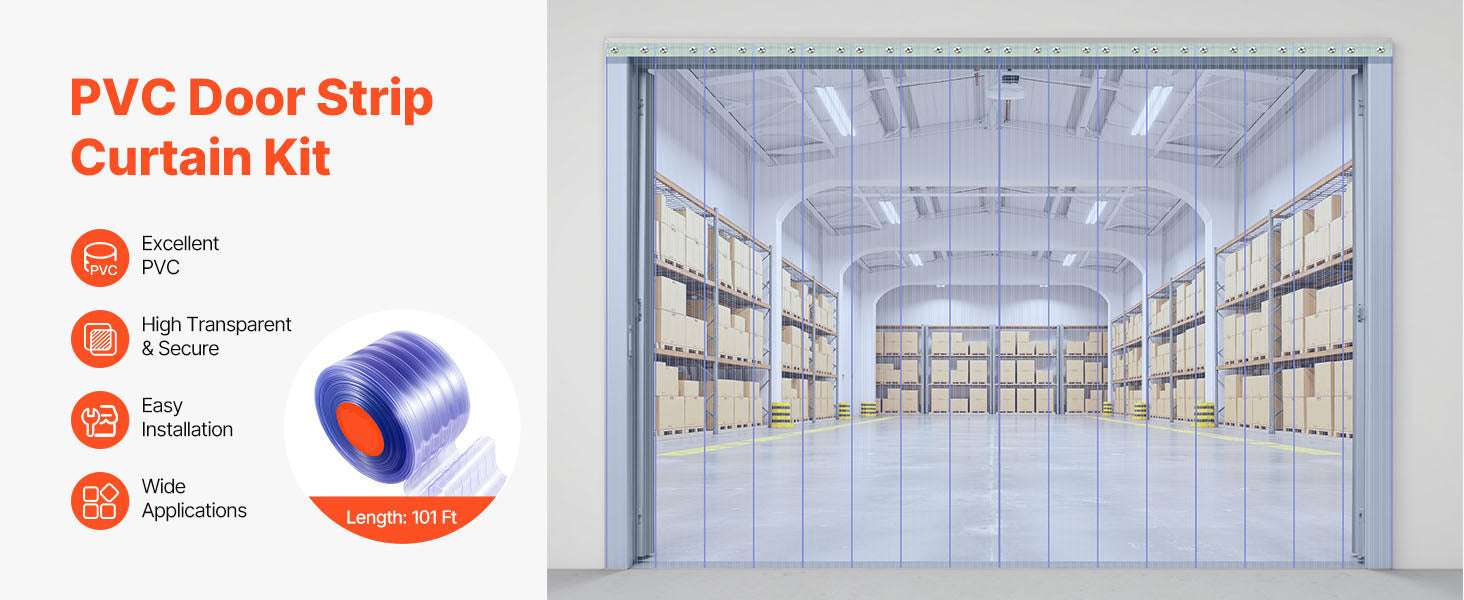Clear PVC Strip Curtain Roll 12in Wide for Garage & Freezer Doors - Image 8