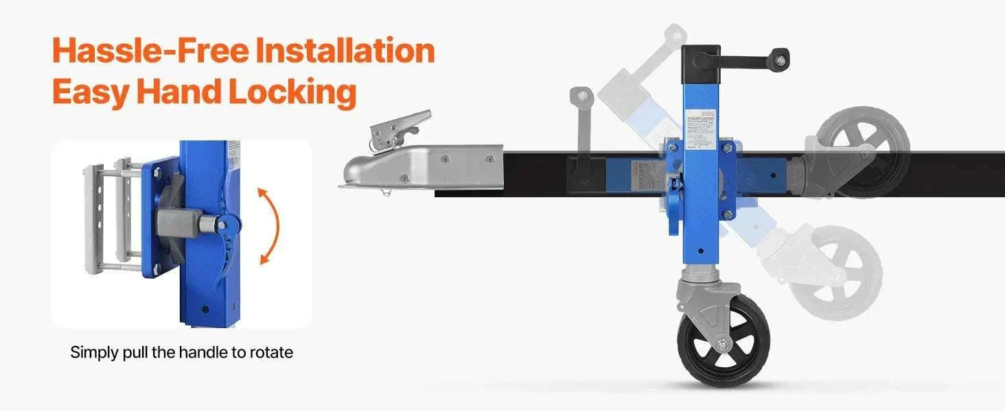 1600 lb Sidewind Trailer Jack with Wheel – Bolt-On, Adjustable Height - Image 9
