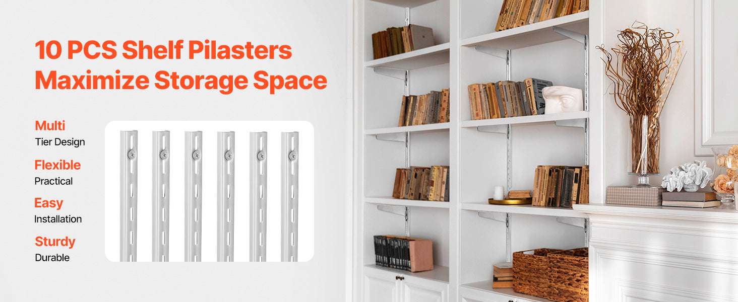 10-Pack 39" Shelf Pilaster Rails with Screws Adjustable Wall System - Image 8
