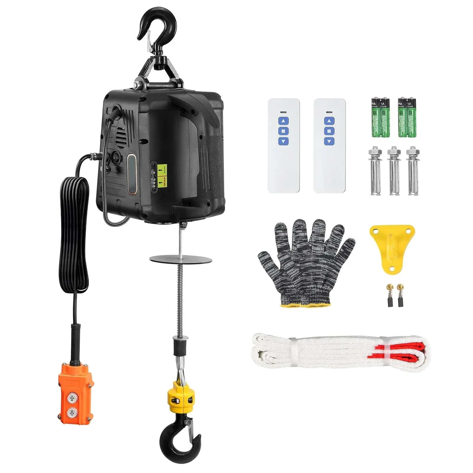 1500W Electric Hoist Winch with Wireless Remote, 1100 lbs Capacity