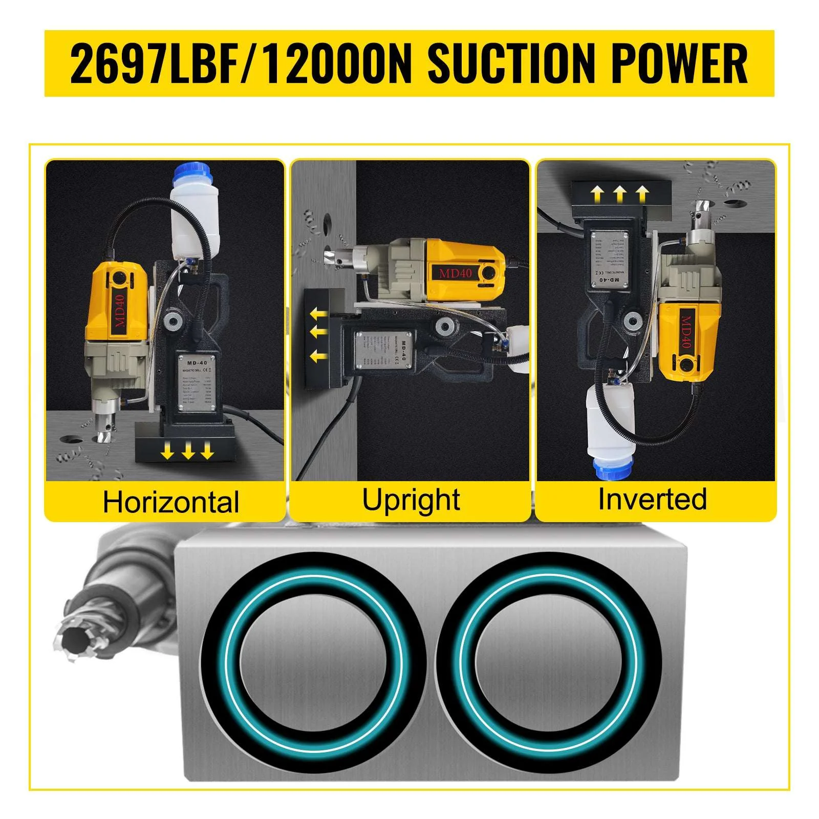 1100W Magnetic Drill Press with 12000N Base & 40mm Capacity - Image 11