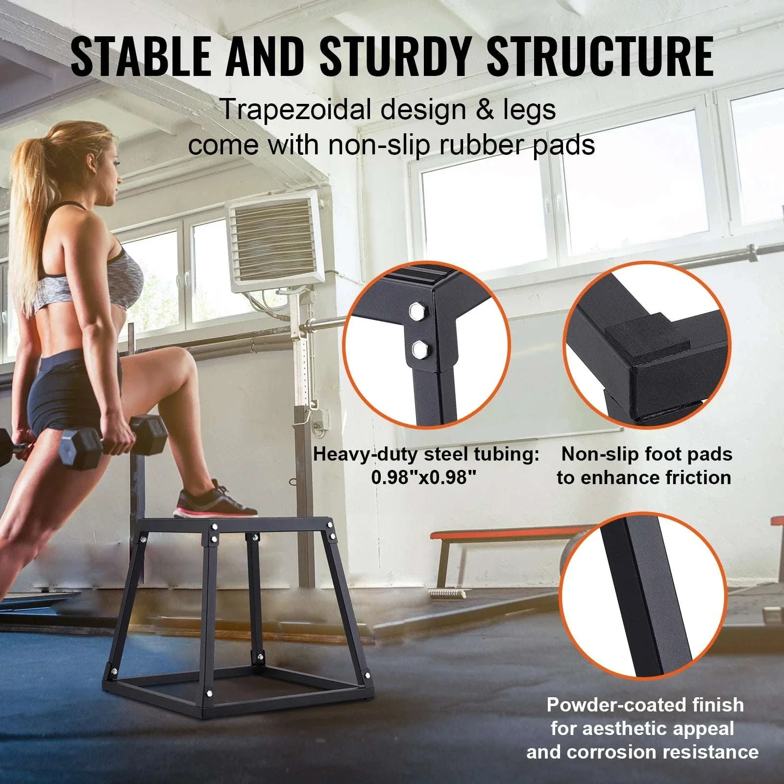 3-Piece Plyometric Jump Box Set 12/18/24 Inch Anti-Slip Steel Platform - Image 4