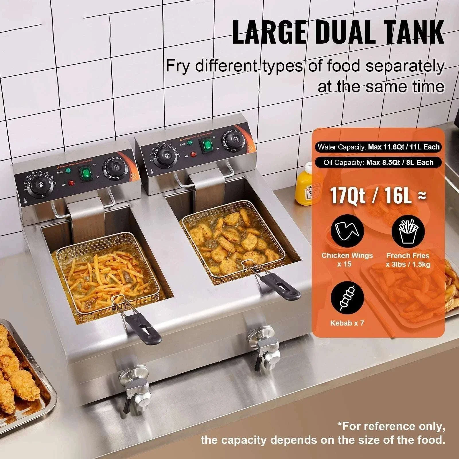 12L Commercial Electric Deep Fryer with Dual Tanks & Baskets - Image 6
