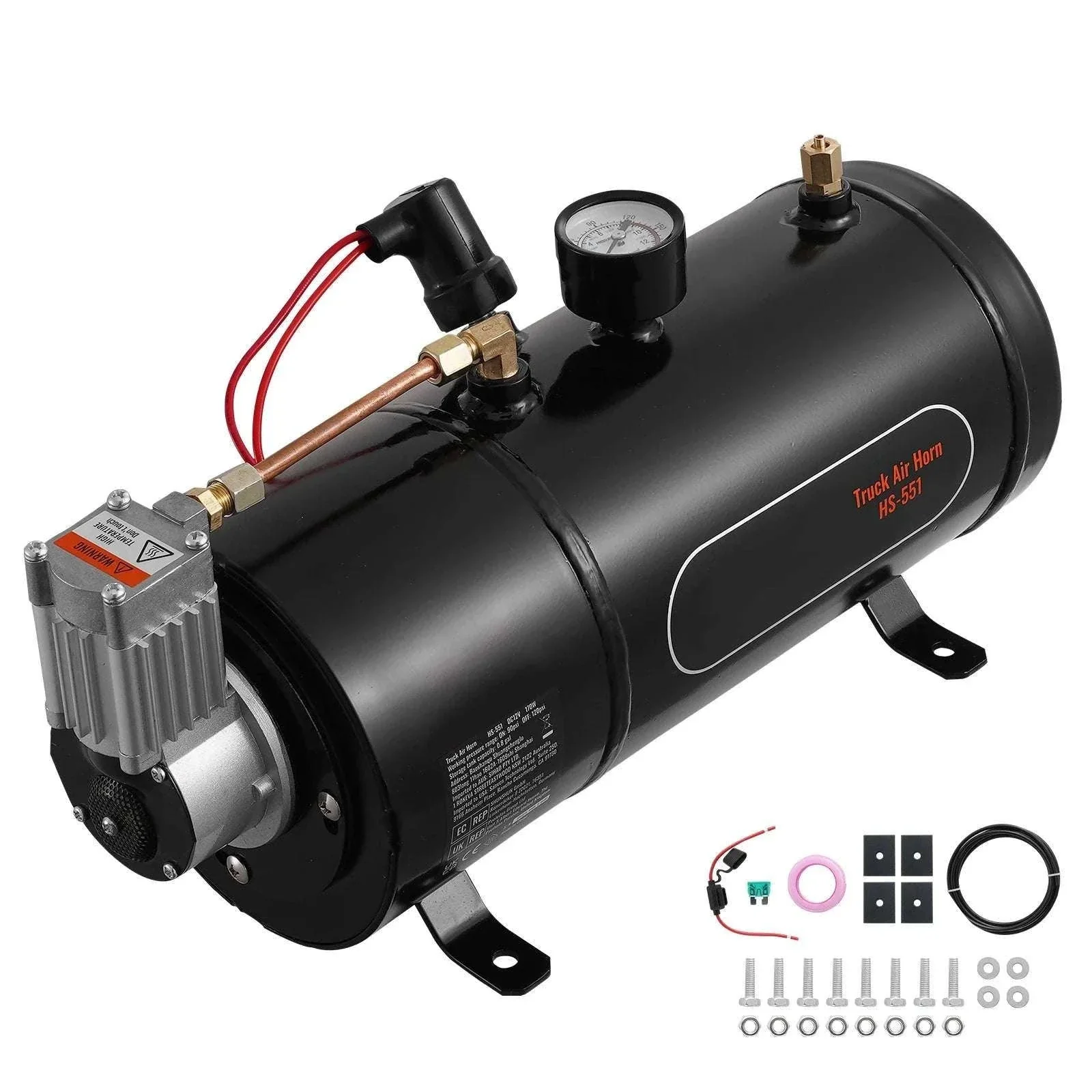 12V Air Compressor Kit with 0.8 Gallon Tank 90–120 PSI System