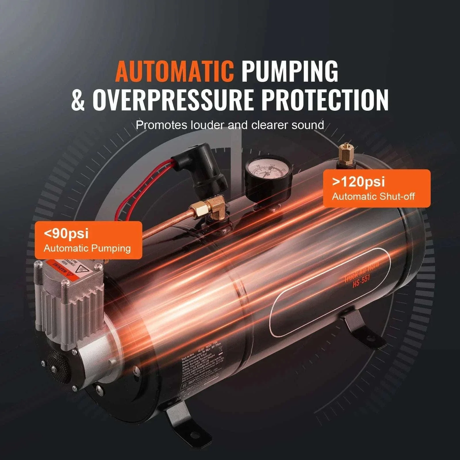 12V Air Compressor Kit with 0.8 Gallon Tank 90–120 PSI System - Image 3