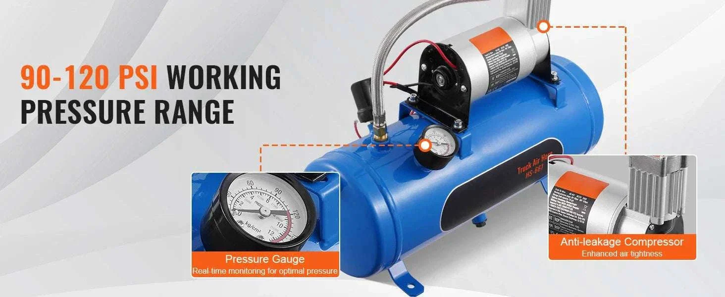 12V Air Compressor with Tank 120 PSI System for Horns & Tires - Image 9