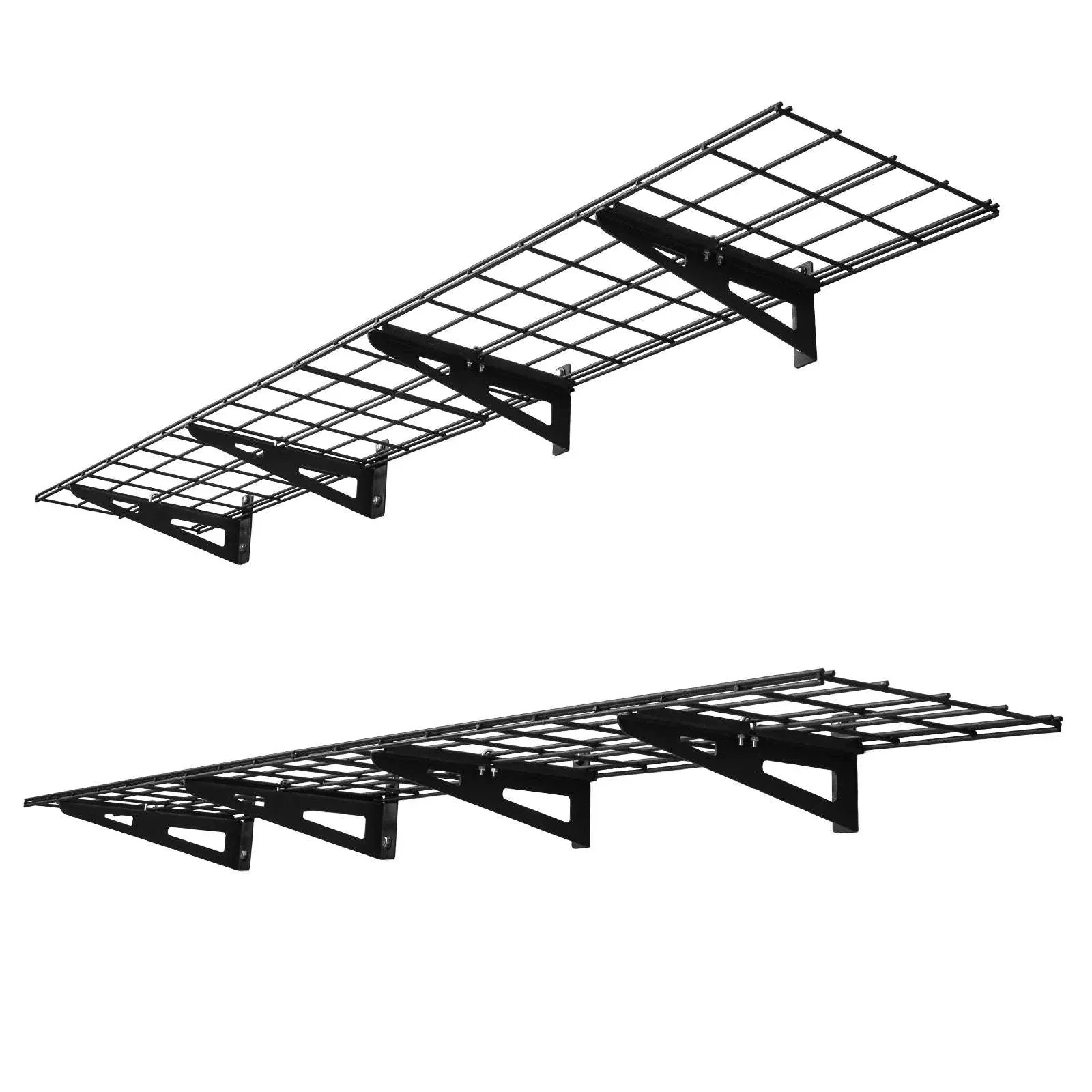 2-Pack Wall Mounted Garage Shelves 12x72 in Heavy Duty Steel 600 lbs Total