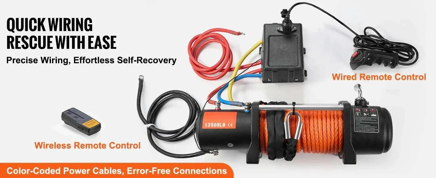 13500 lbs Electric Winch with Synthetic Rope & Remote Control - Image 12
