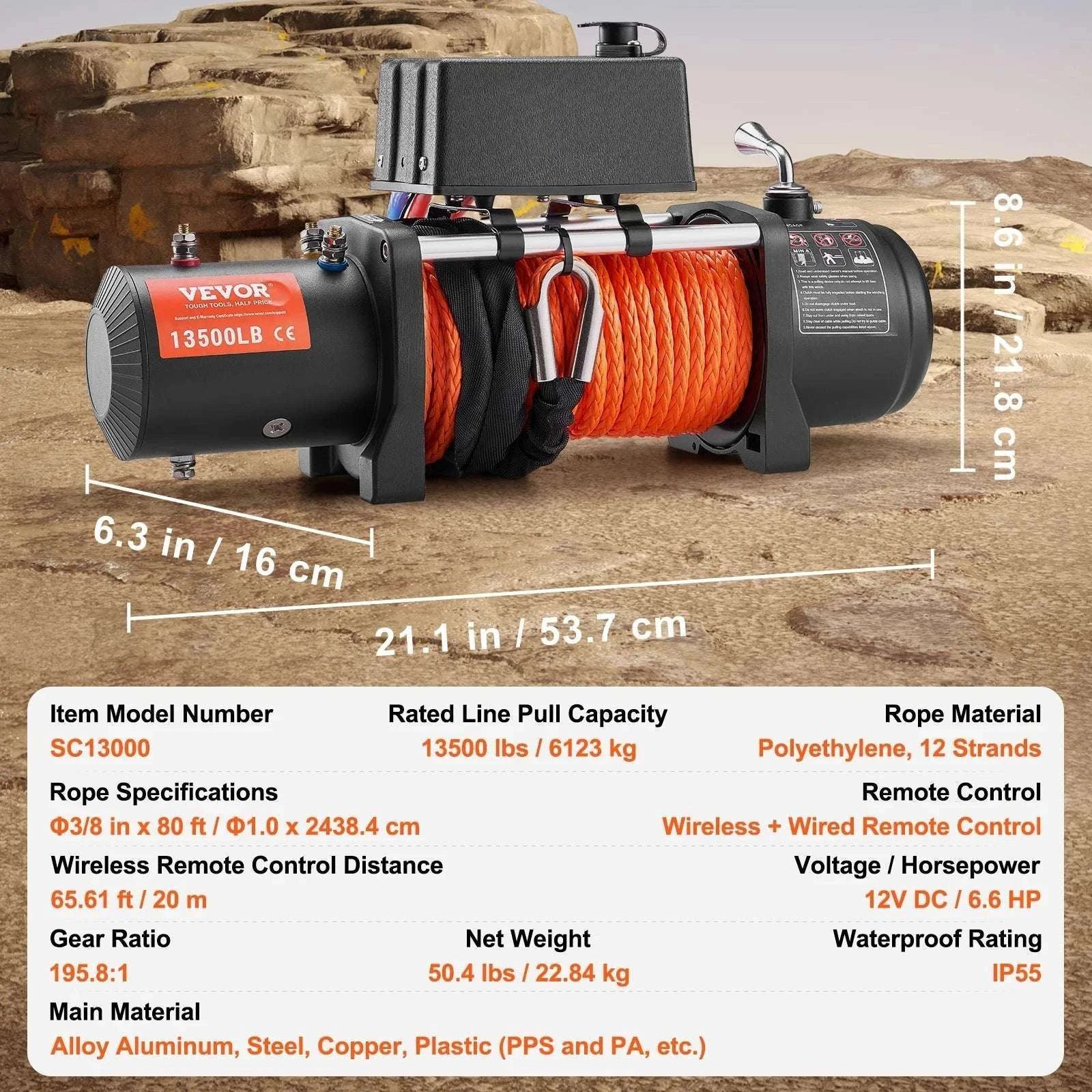 13500 lbs Electric Winch with Synthetic Rope & Remote Control - Image 14