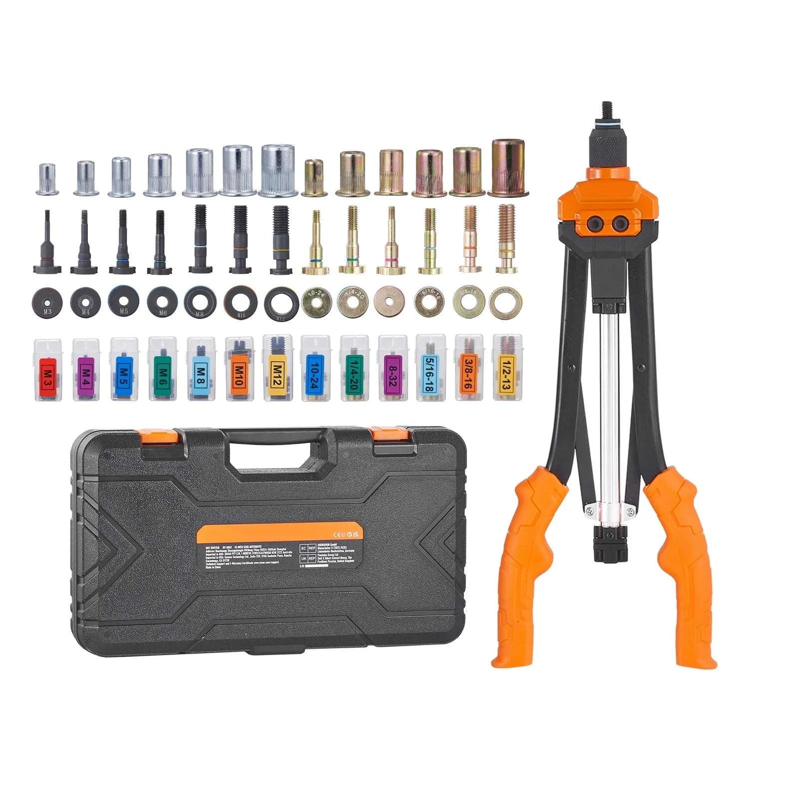 Rivet Nut Tool Kit 14"/16" with Mandrels & 70–186pcs Rivnuts