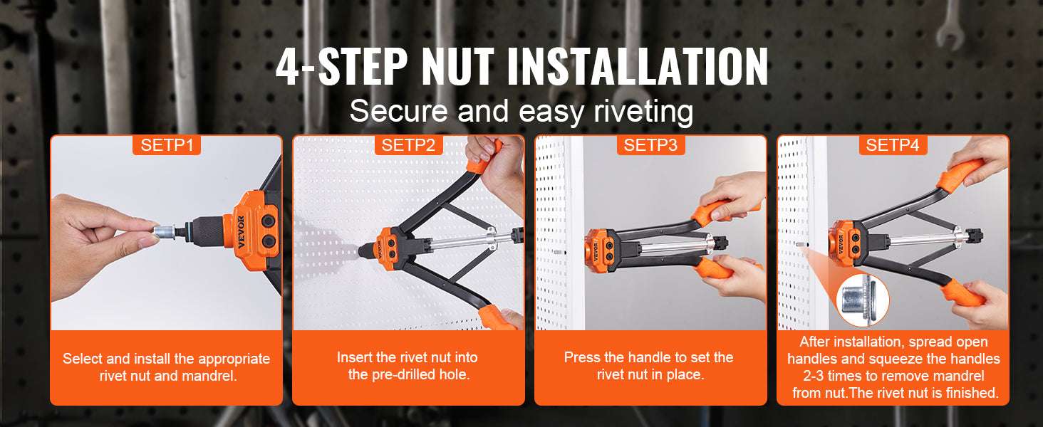Rivet Nut Tool Kit 14"/16" with Mandrels & 70–186pcs Rivnuts - Image 15