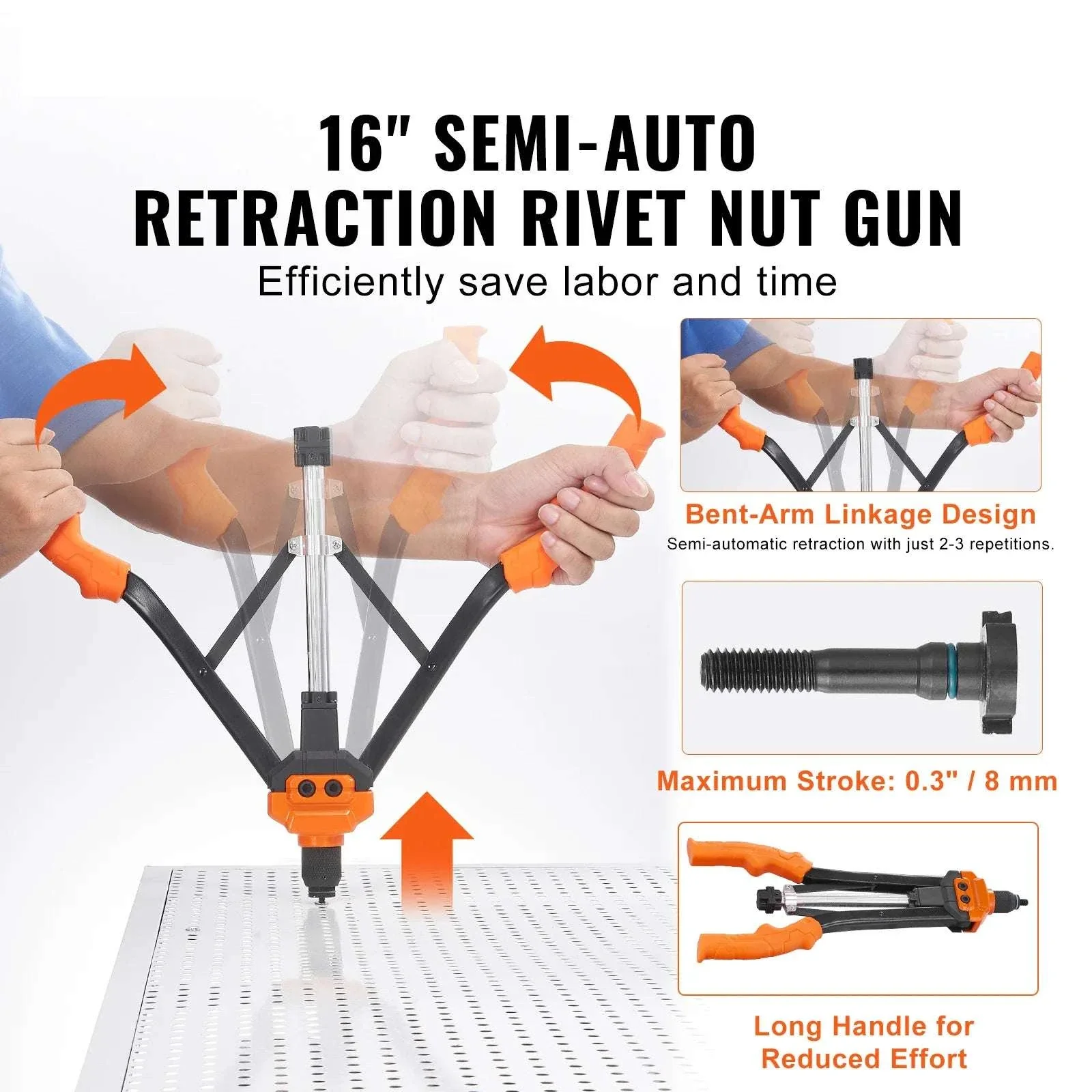 Rivet Nut Tool Kit 14"/16" with Mandrels & 70–186pcs Rivnuts - Image 2