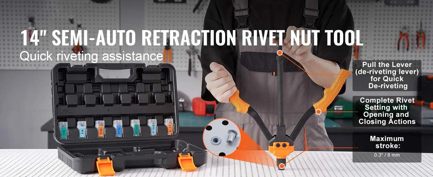 Rivet Nut Tool Kit 14"/16" with Mandrels & 70–186pcs Rivnuts - Image 9