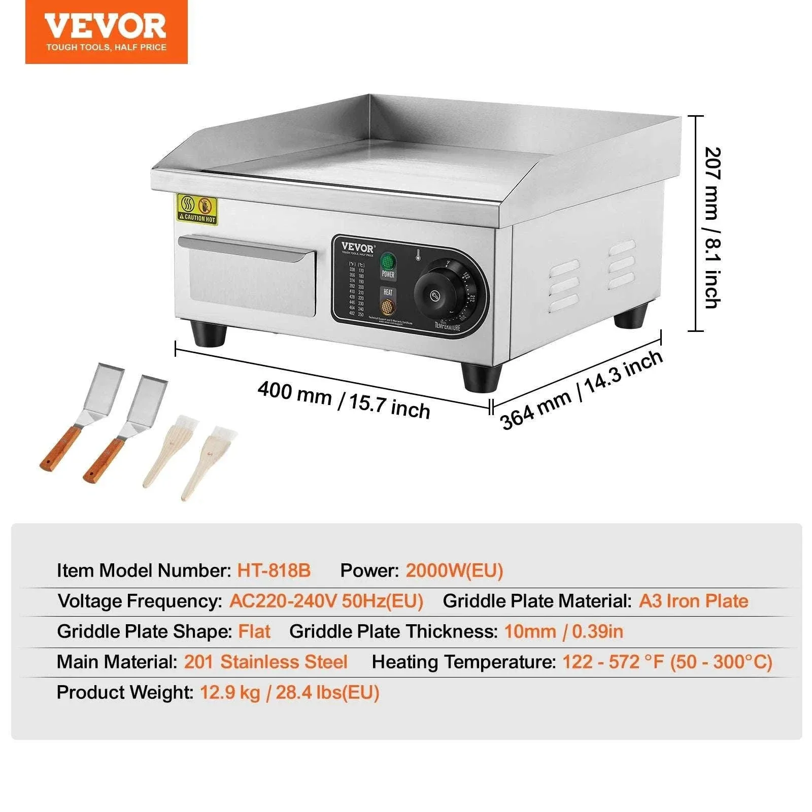 Electric Countertop Griddle 1600W/3200W Flat Top Teppanyaki Grill - Image 10